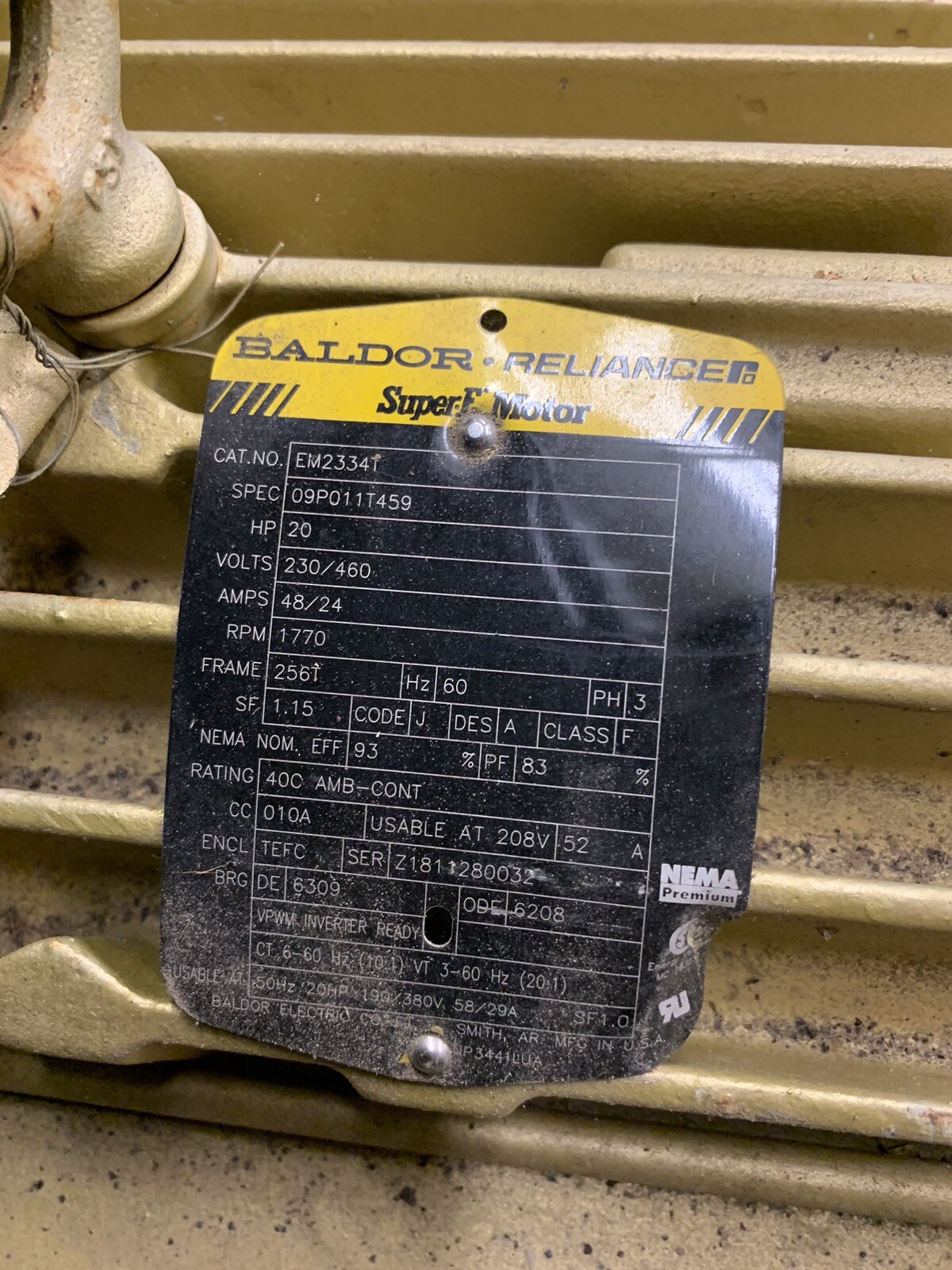 Baldor EM2334T Super E 20HP Motor NEW