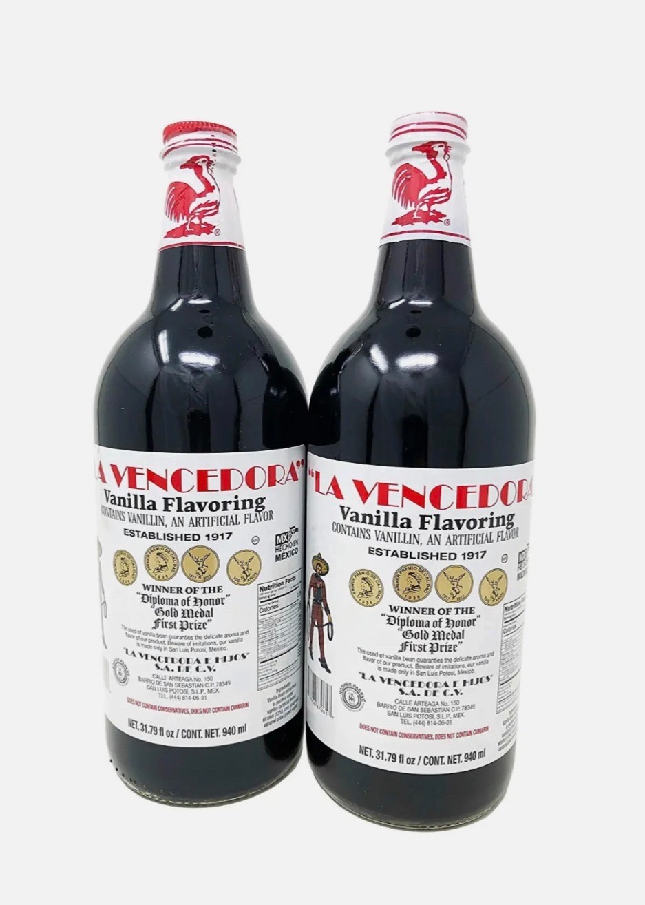 La Vencedora Mexican Vanilla Flavoring Bottle 31oz -1 Liter Bottles Pack 2
