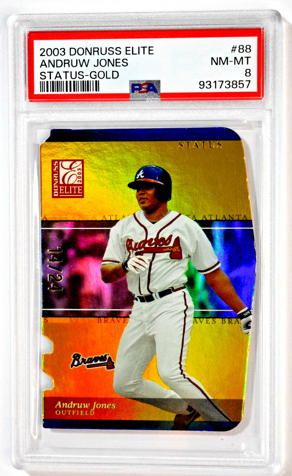 2003 Donruss Elite Status #88 Andruw Jones Die-Cut Gold /24 SSP PSA 8 Braves HOF