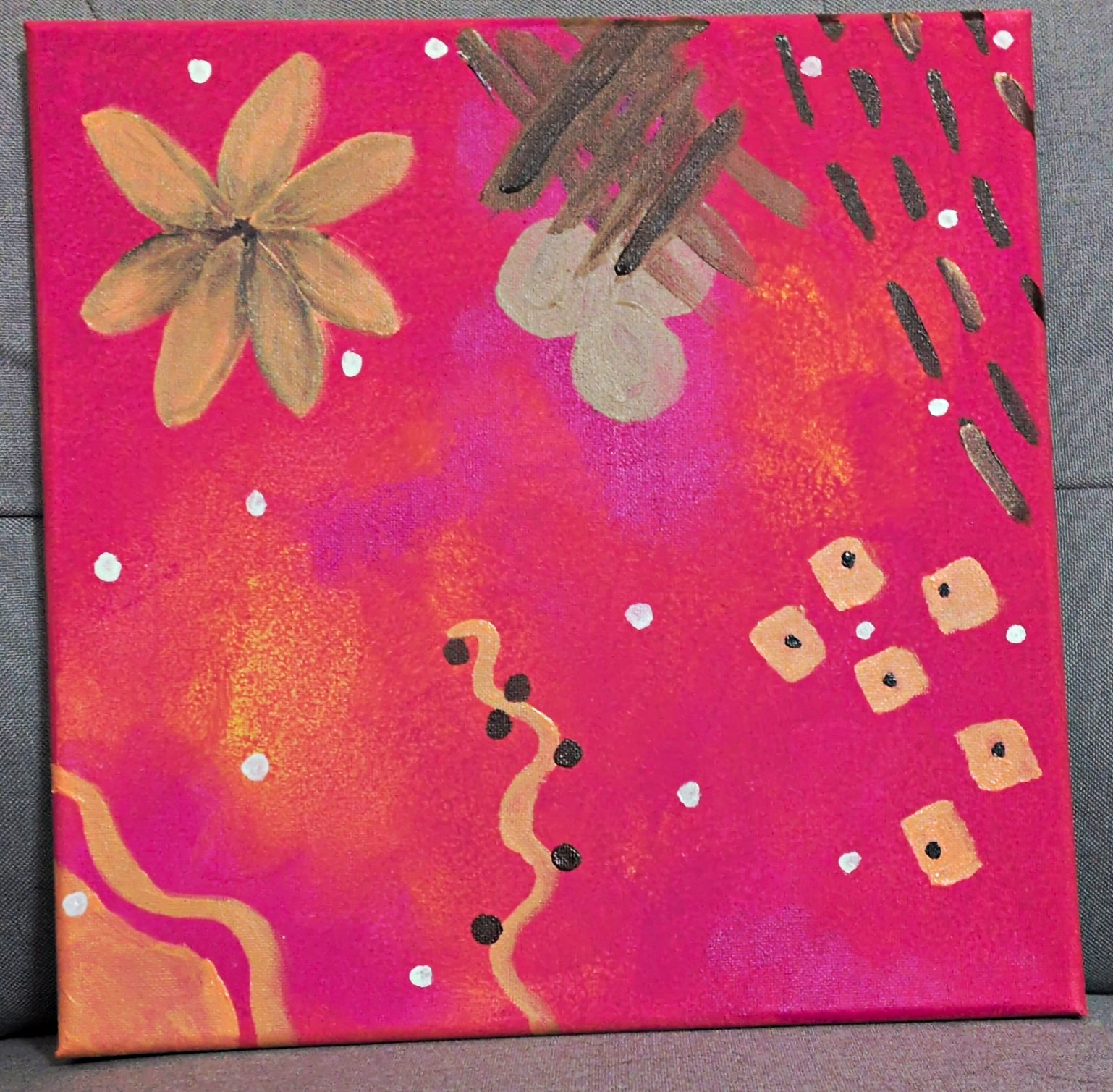 Jessica Jellings Signed Original Abstract Floral Canvas Painting 12x12 2026