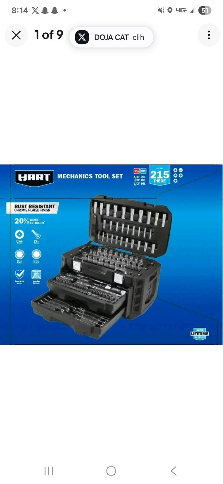 HART HHMTS404 215-Piece Mechanics Tool Set - Chrome HART HHMTS404 215-Piece Mechanics Tool Set - Chrome