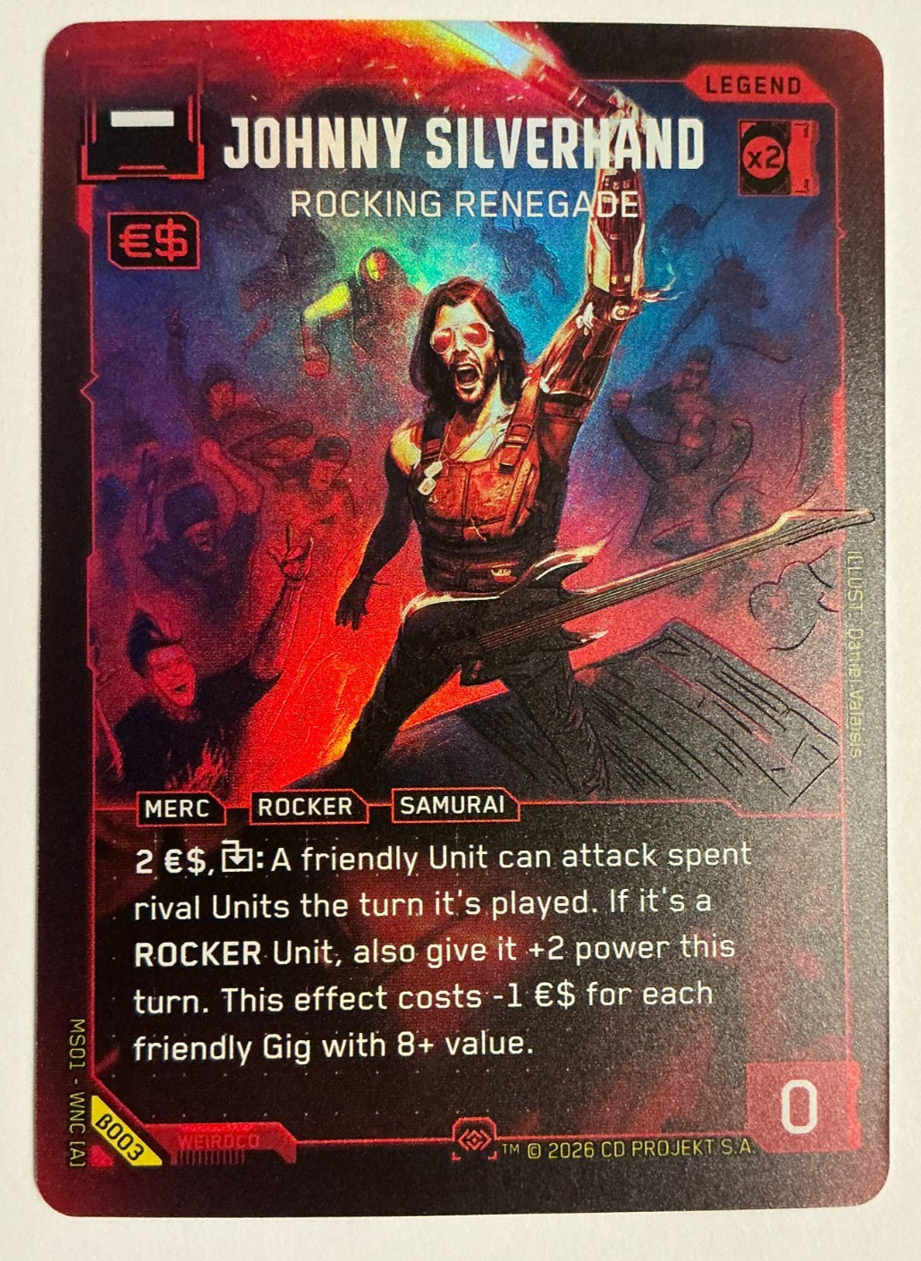 Cyberpunk TCG - Johnny Silverhand - Rocking Renegade SR Secret Rare B 003 NM/M Cyberpunk TCG - Johnny Silverhand - Rocking Renegade SR Secret Rare B 003 NM/M