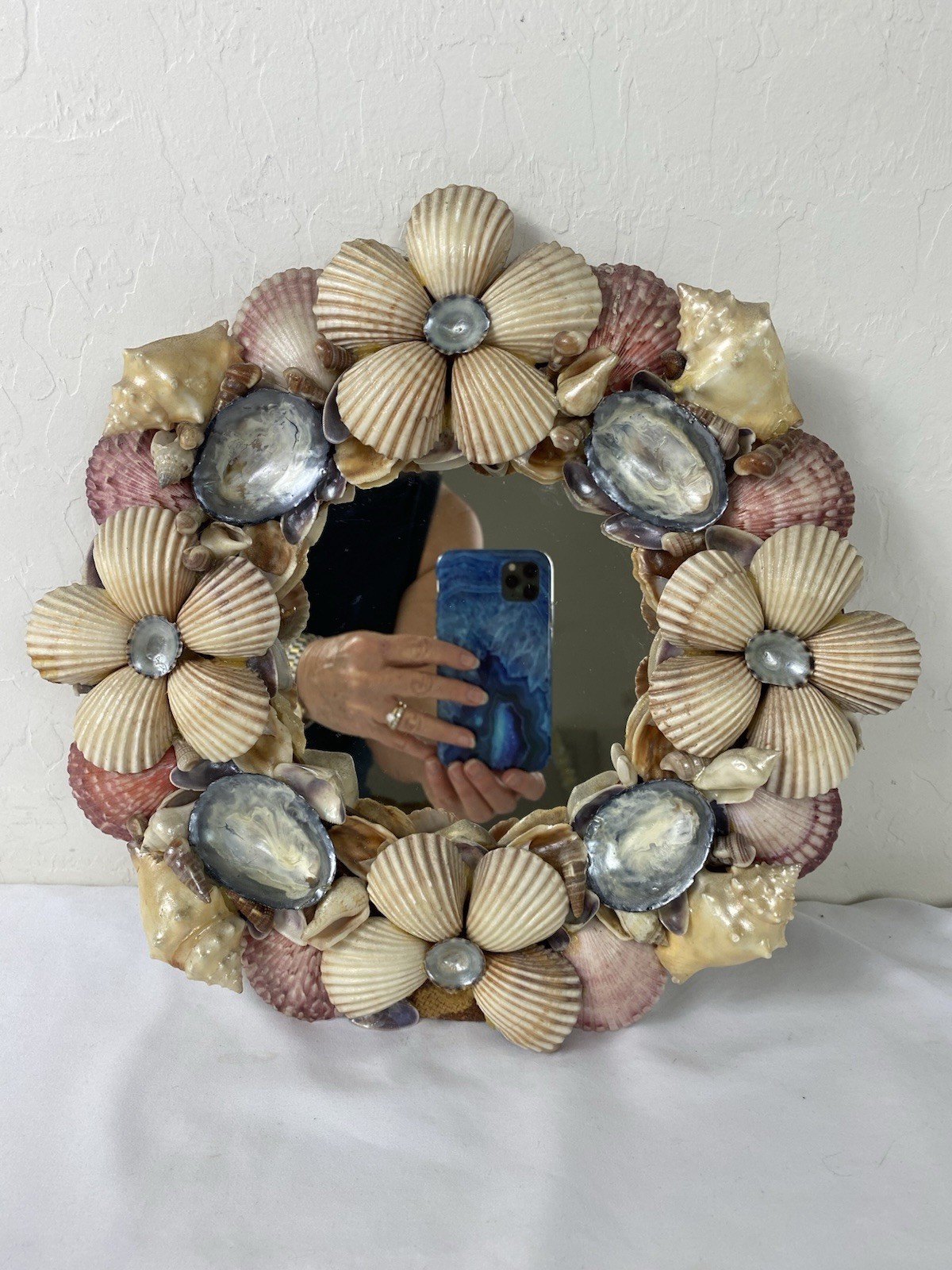 VTG 1979s Coastal Shell Art Mirror Folk Art FL Kitsch Beach House VTG 1979s Coastal Shell Art Mirror Folk Art FL Kitsch Beach House