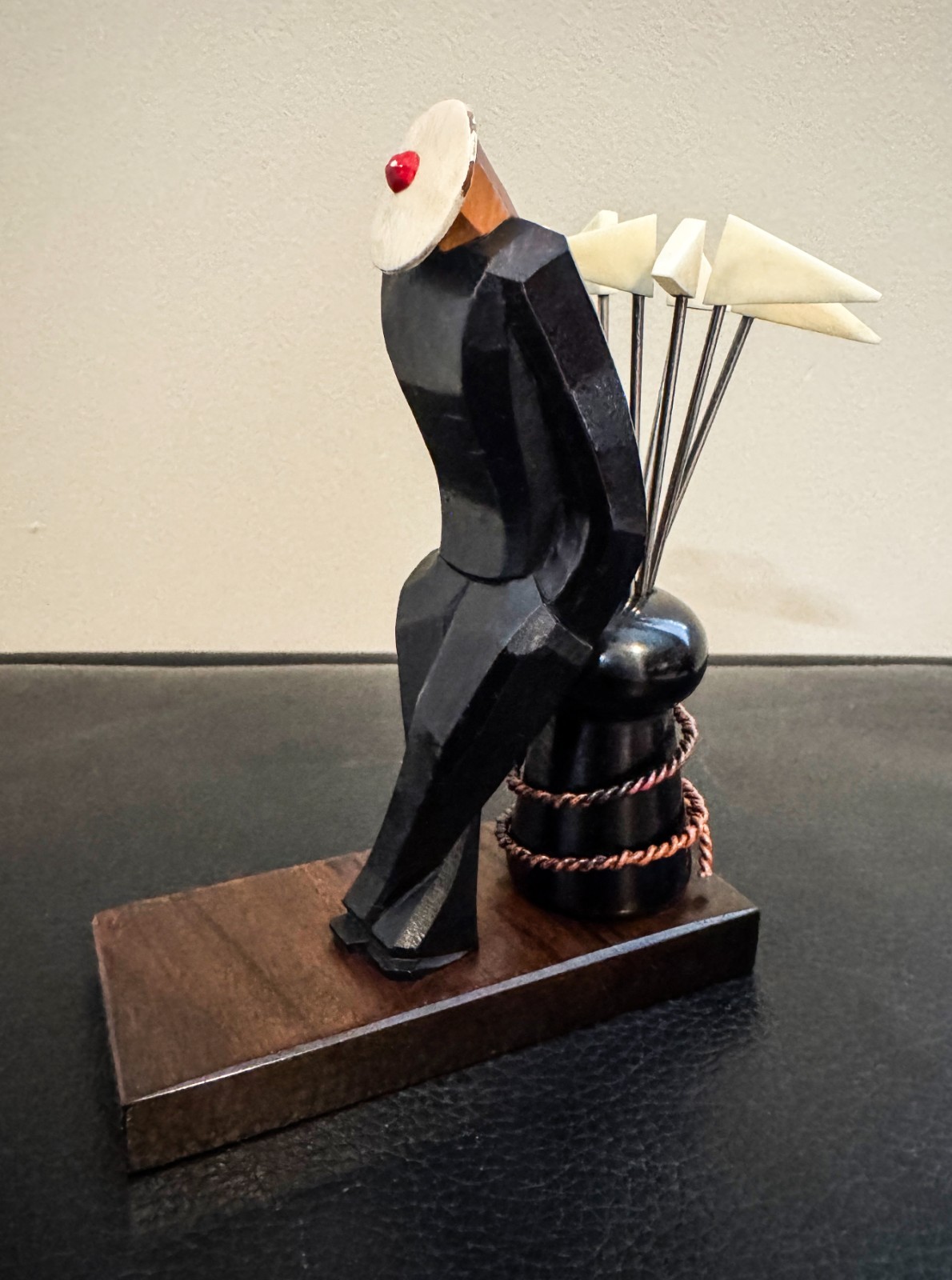 EXCEPTIONAL FRENCH ART DECO MACASSAR CUBIST SAILOR COCKTAIL PICK SET C 1932