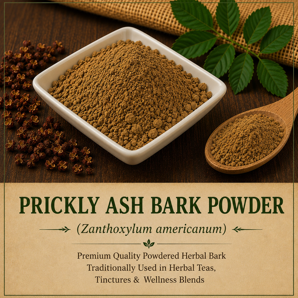 Prickly Ash Bark Powder (Zanthoxylum americanum) Premium Herbal Bark Powder
