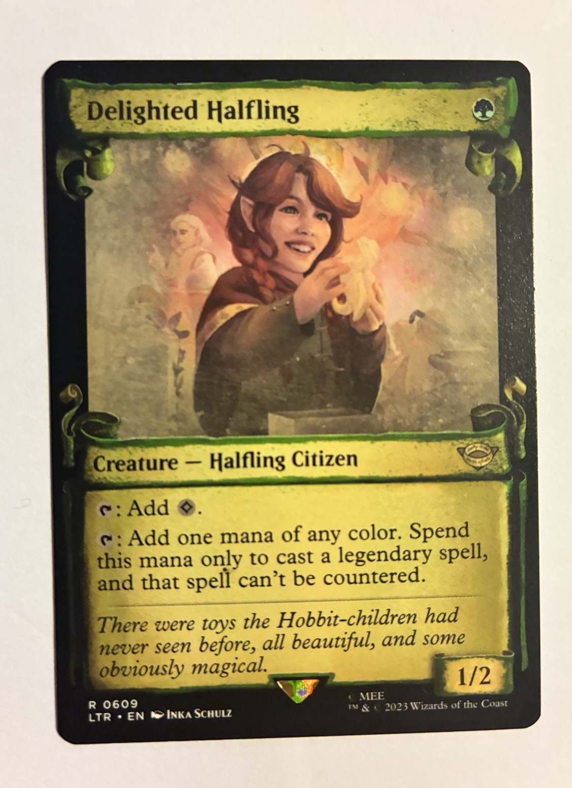 Delighted Halfling (Showcase Scrolls) Lord of the Rings 609 NM Regular Delighted Halfling (Showcase Scrolls) Lord of the Rings 609 NM Regular