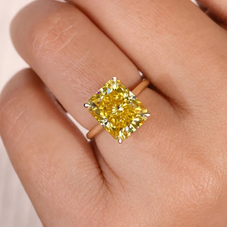 5.15 Ct Radiant Natural Yellow Sapphire Diamond Bday Ring 14K Yellow Gold Size 7 5.15 Ct Radiant Natural Yellow Sapphire Diamond Bday Ring 14K Yellow Gold Size 7