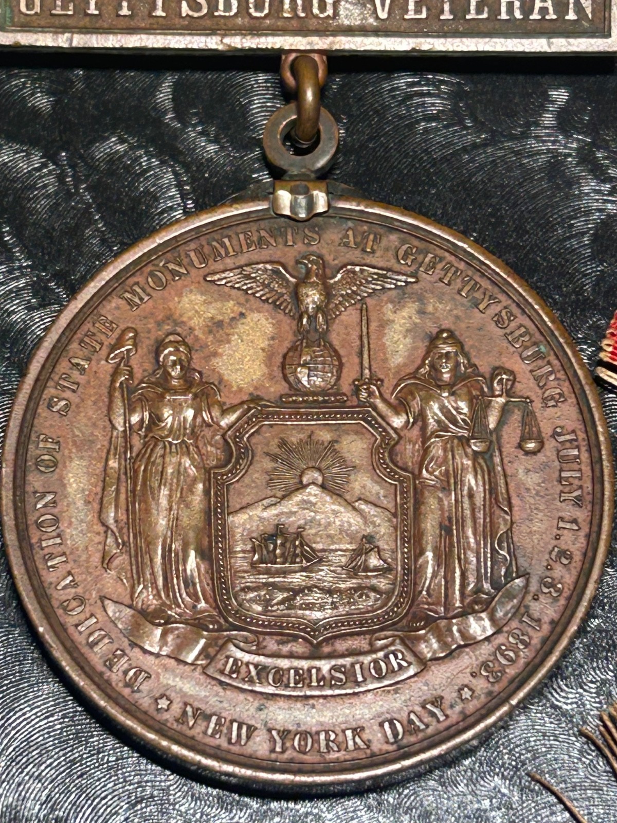 Original 1893 Gettysburg Veteran Reunion Medal Badge New York State Dedication Original 1893 Gettysburg Veteran Reunion Medal Badge New York State Dedication