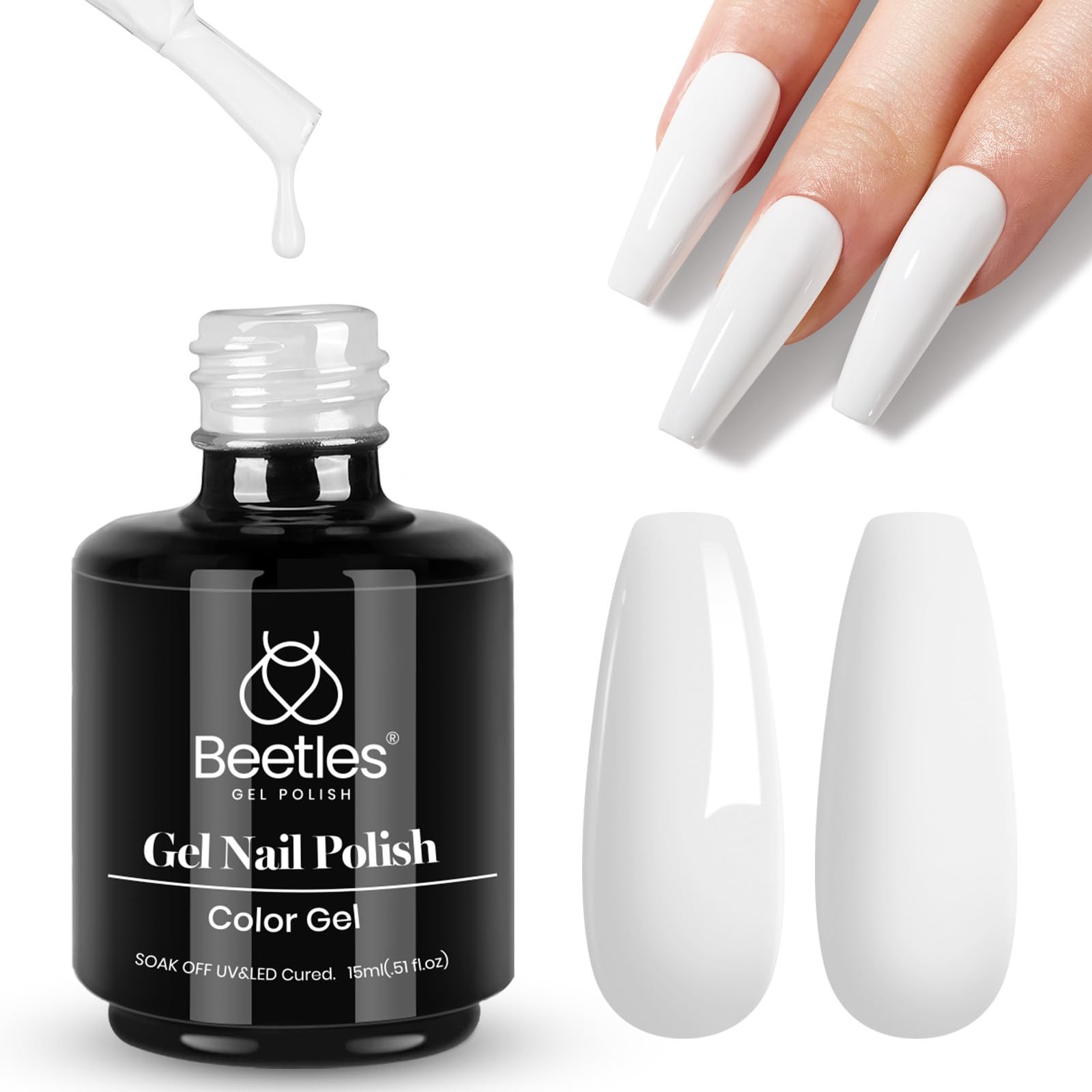 Beetles White Gel Nail Polish 1pc 15ml White Gel Polish All Season Soak Off UV
