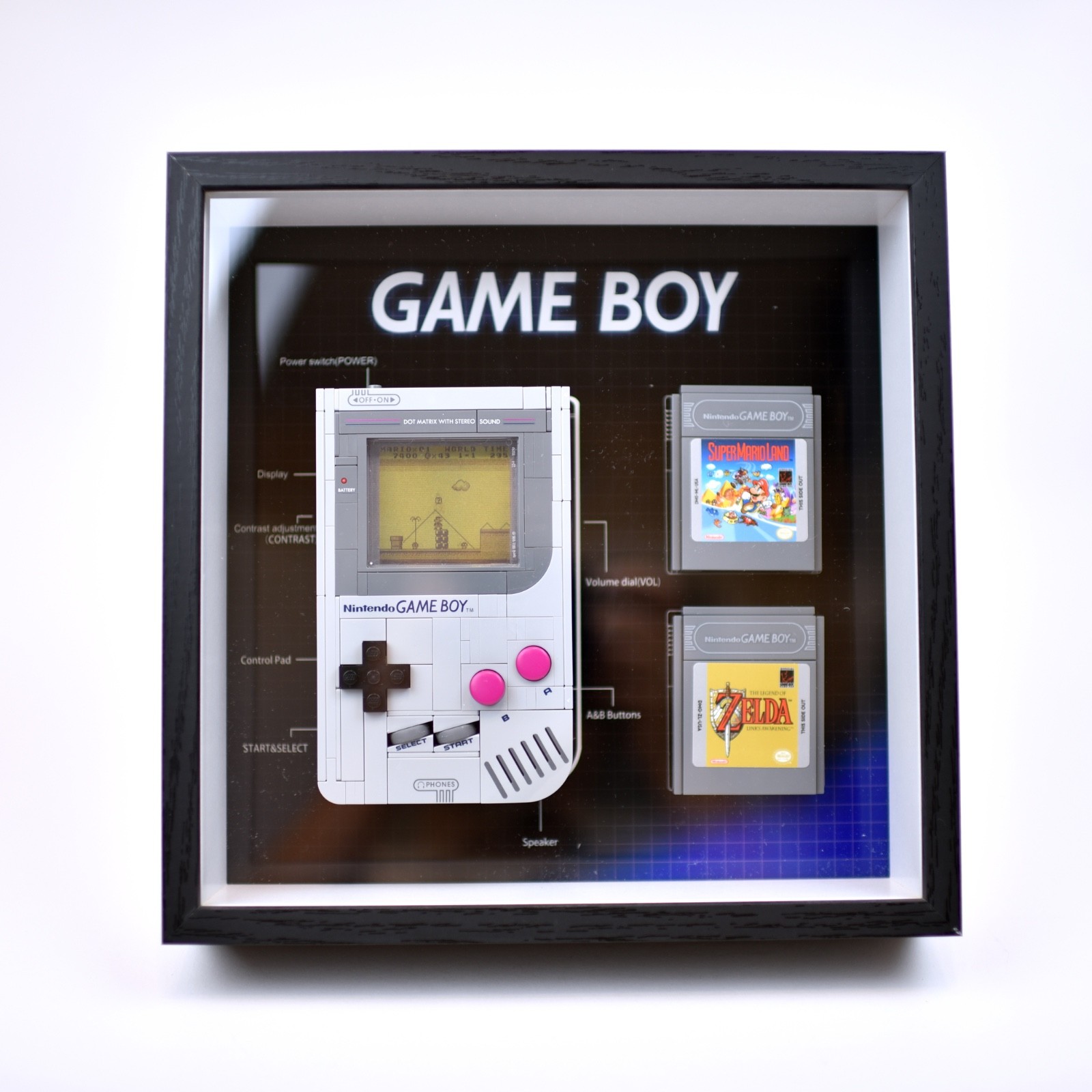 Wall Mount Tabletop Showcase Display Frame for LEGO Nintendo Game Boy Set 72046