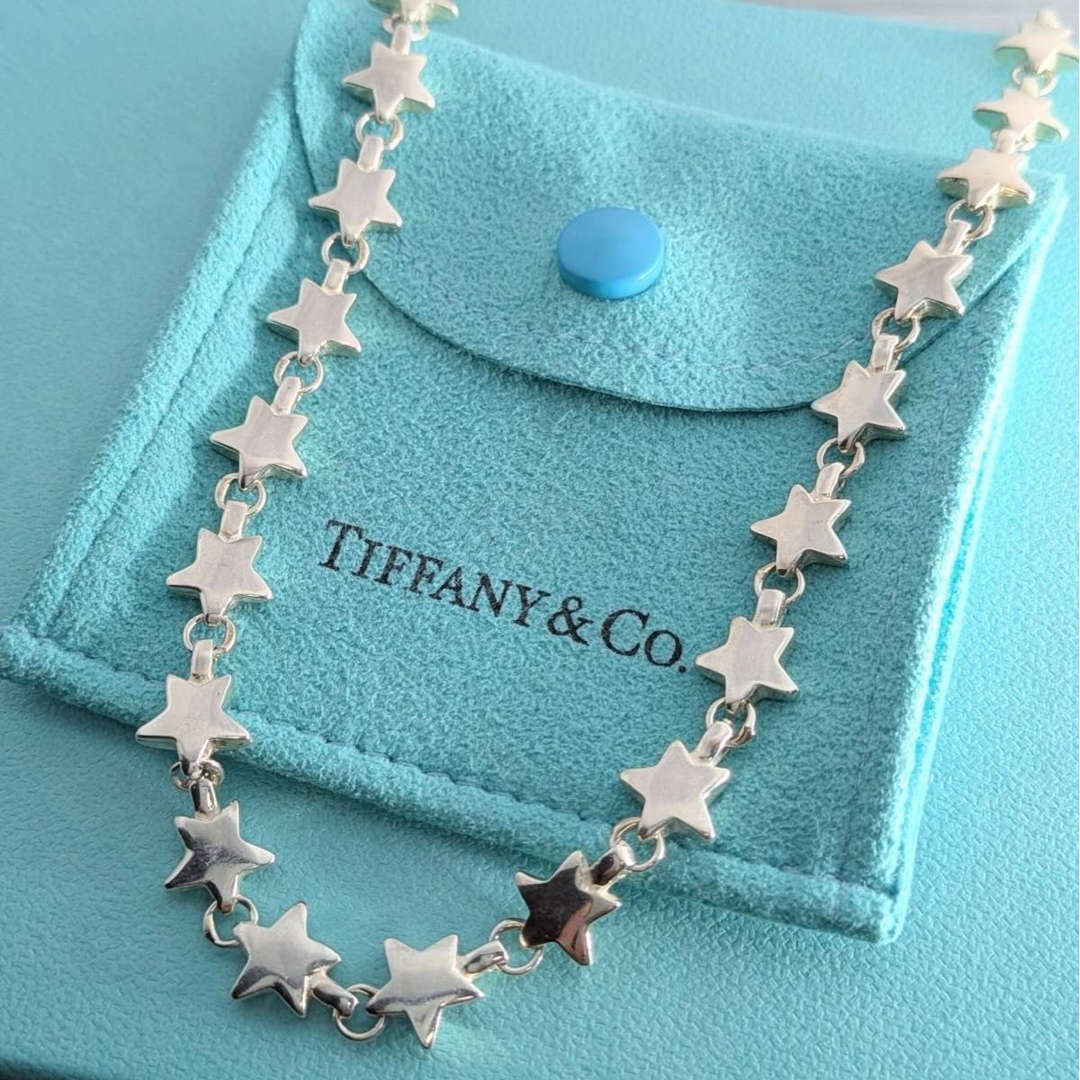 Authentic Tiffany & Co. Vintage Puff Star Necklace Sterling Silver 16.2 Authentic Tiffany & Co. Vintage Puff Star Necklace Sterling Silver 16.2