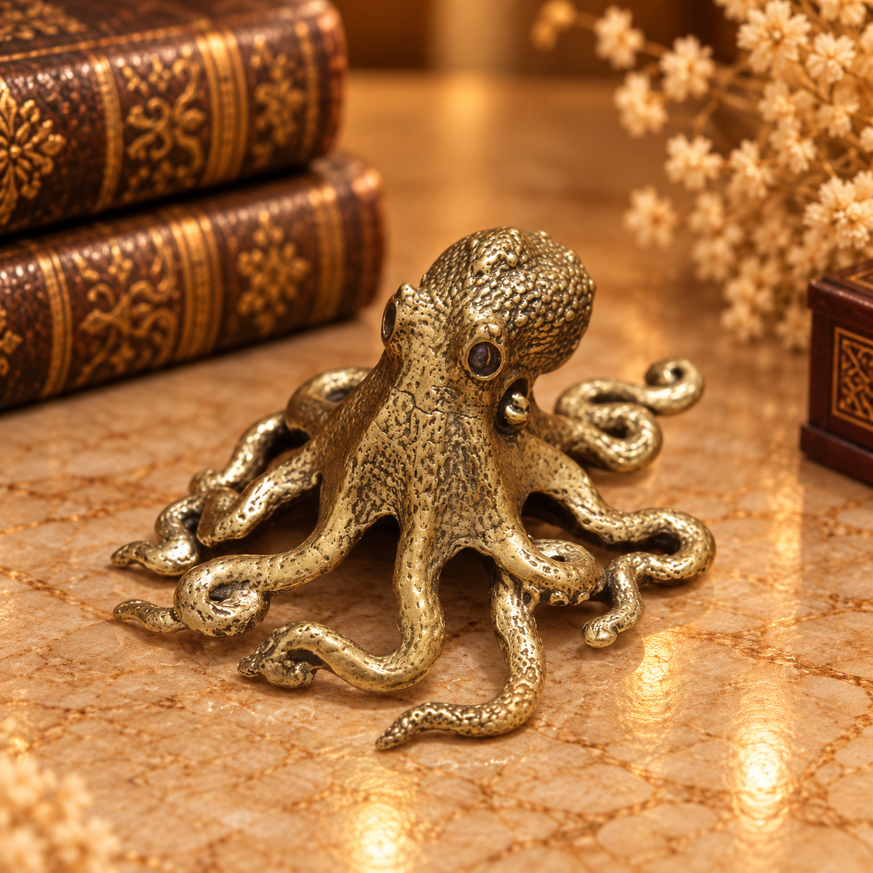Mini Vintage Brass Octopus Statue Ornament Animal Collectible CUTE GIFT DECOR Mini Vintage Brass Octopus Statue Ornament Animal Collectible CUTE GIFT DECOR