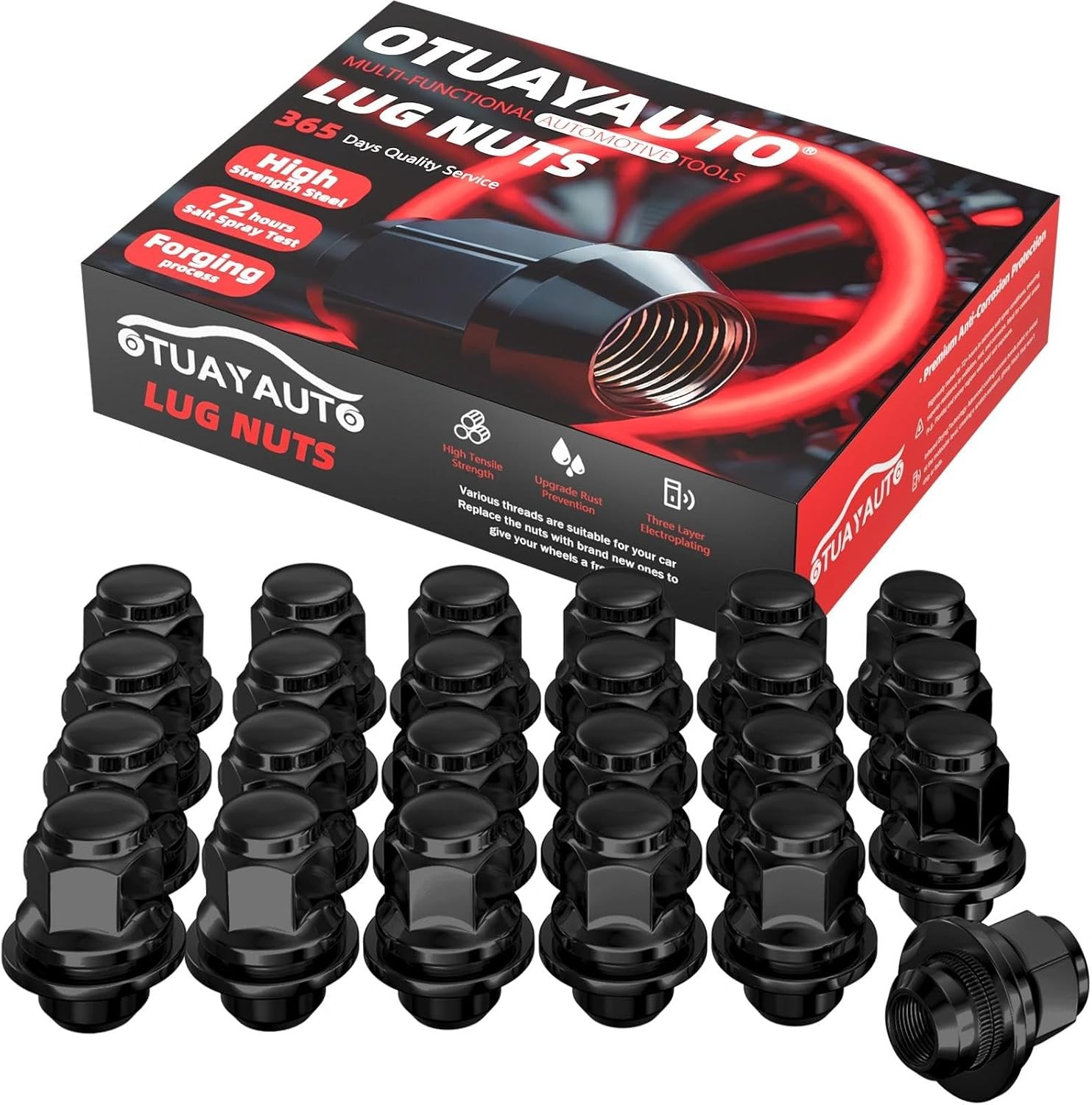 24PCS Black OEM Lug Nuts, Replacement for Toyota Tacoma, 4Runner, FJ Cruiser