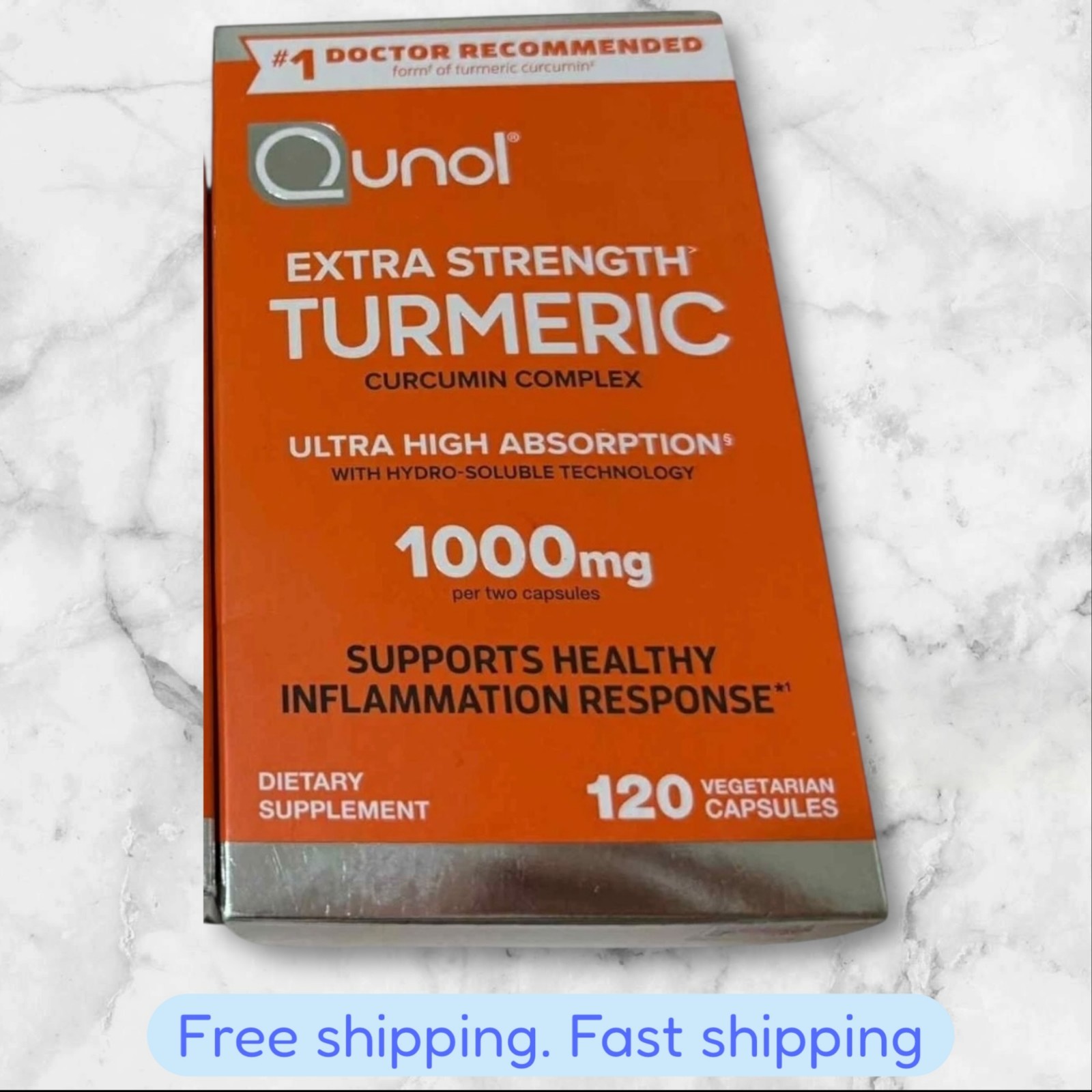 Qunol EXTRA STRENGTH TURMERIC 1000mg 120 Caps EXP2027+ 4 month supply NEW SHIP