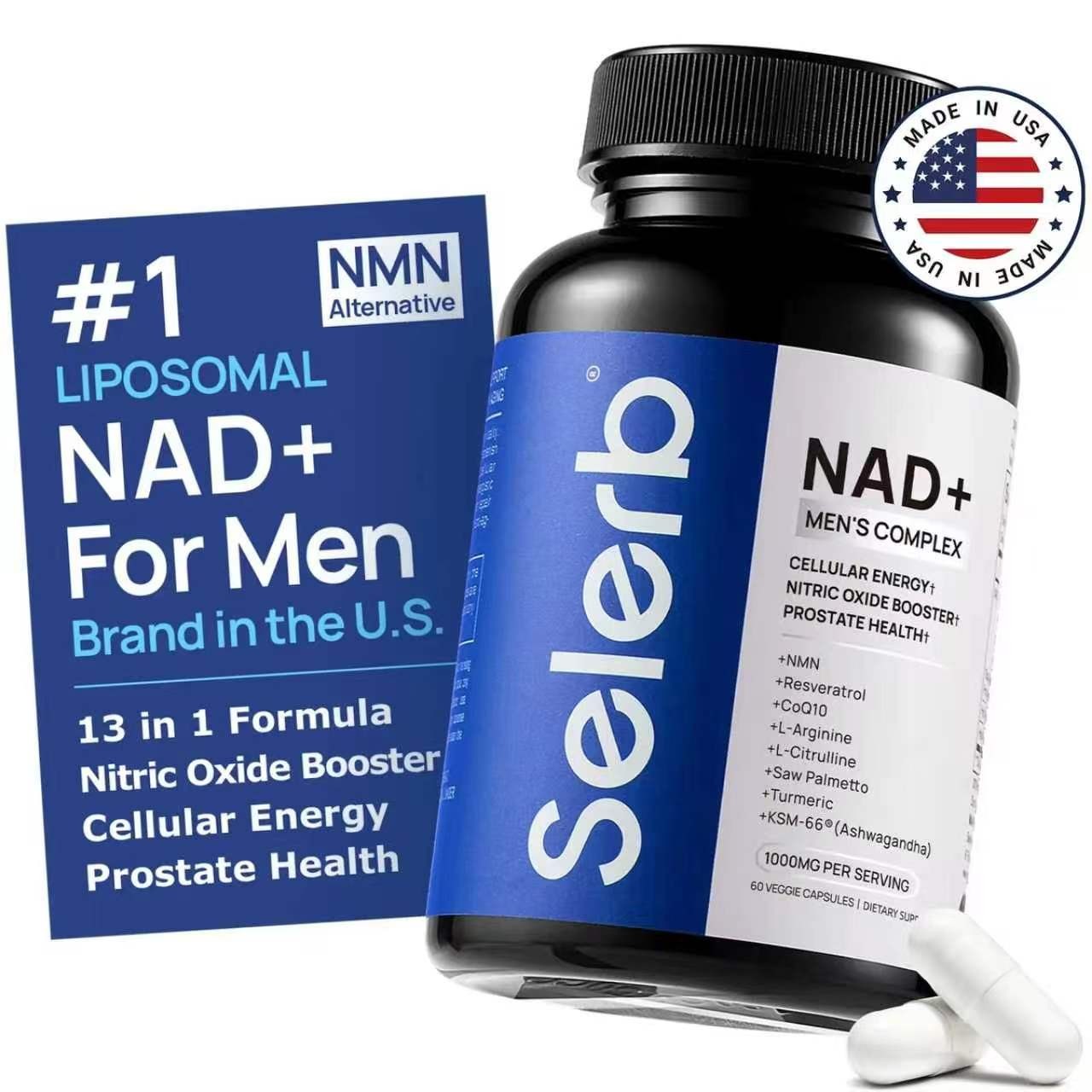 Selerb NAD+ Supplement for Men - With Liposomal-NAD+,CoQ10, L-Carnitine