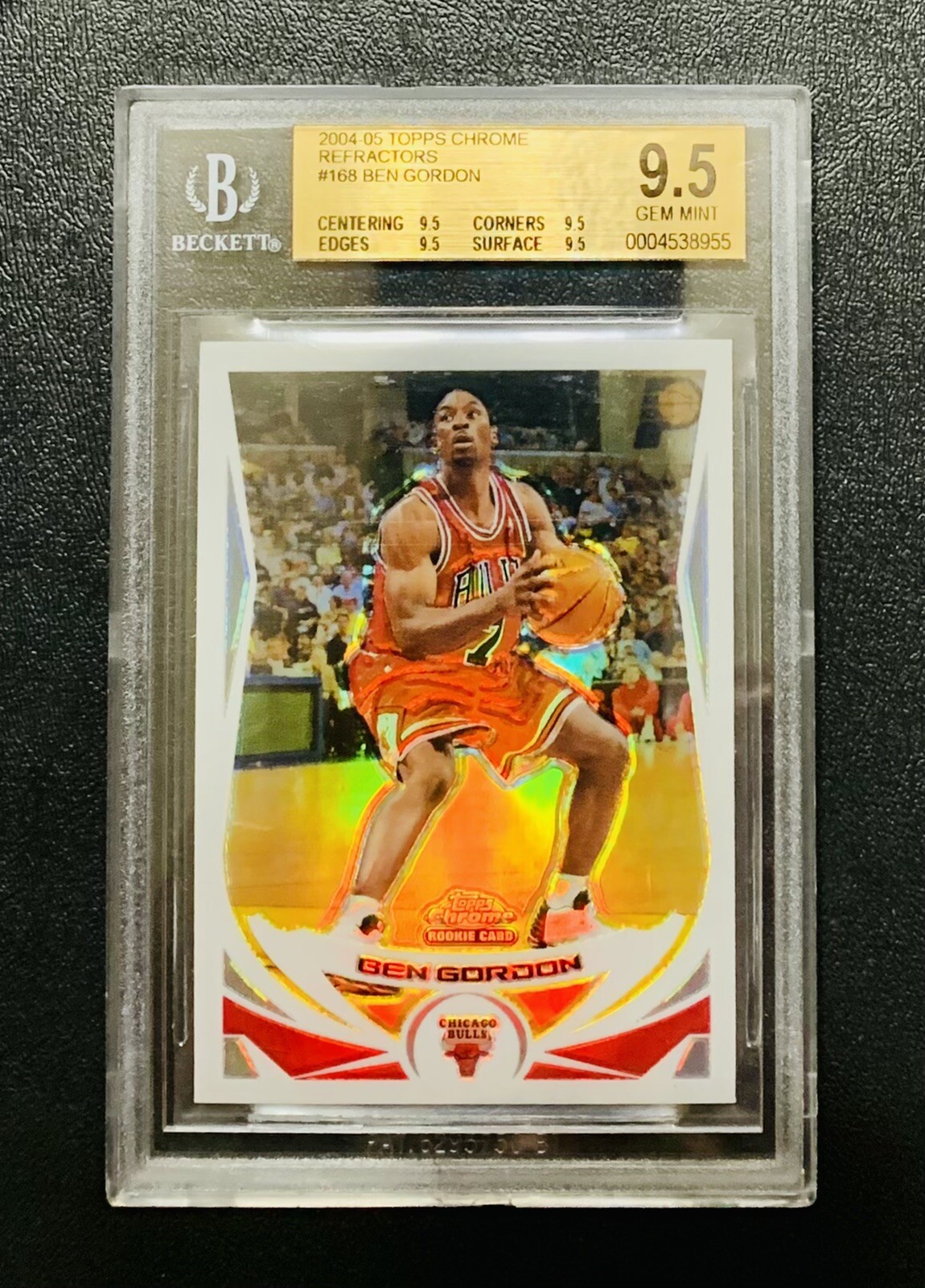 2004-05 Topps Chrome BEN GORDON RC Refractor #168 Rookie BGS 9.5 TRUE GEM Bulls