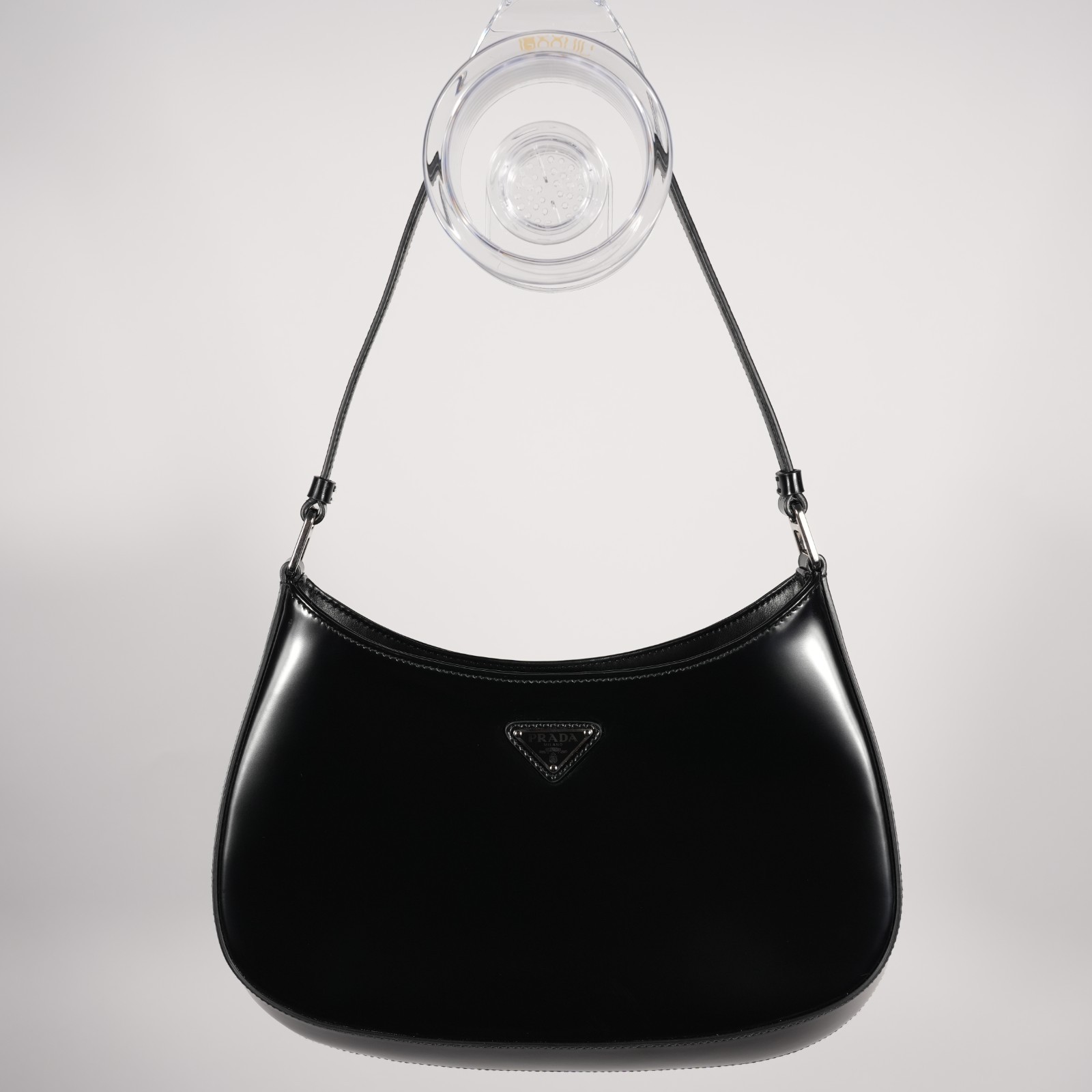 * Prada Cleo Shoulder Bag Spazzolato Black Patent Leather Medium * Prada Cleo Shoulder Bag Spazzolato Black Patent Leather Medium