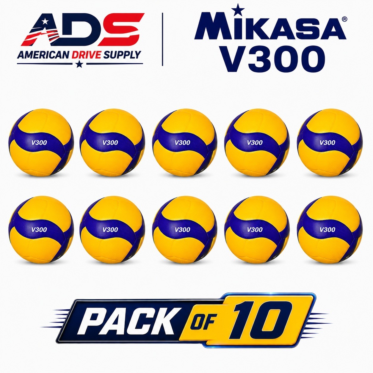 Mikasa V300W 2019 Official FIVB Indoor outdoor Volleyball size 5 - Blue/Yellow
