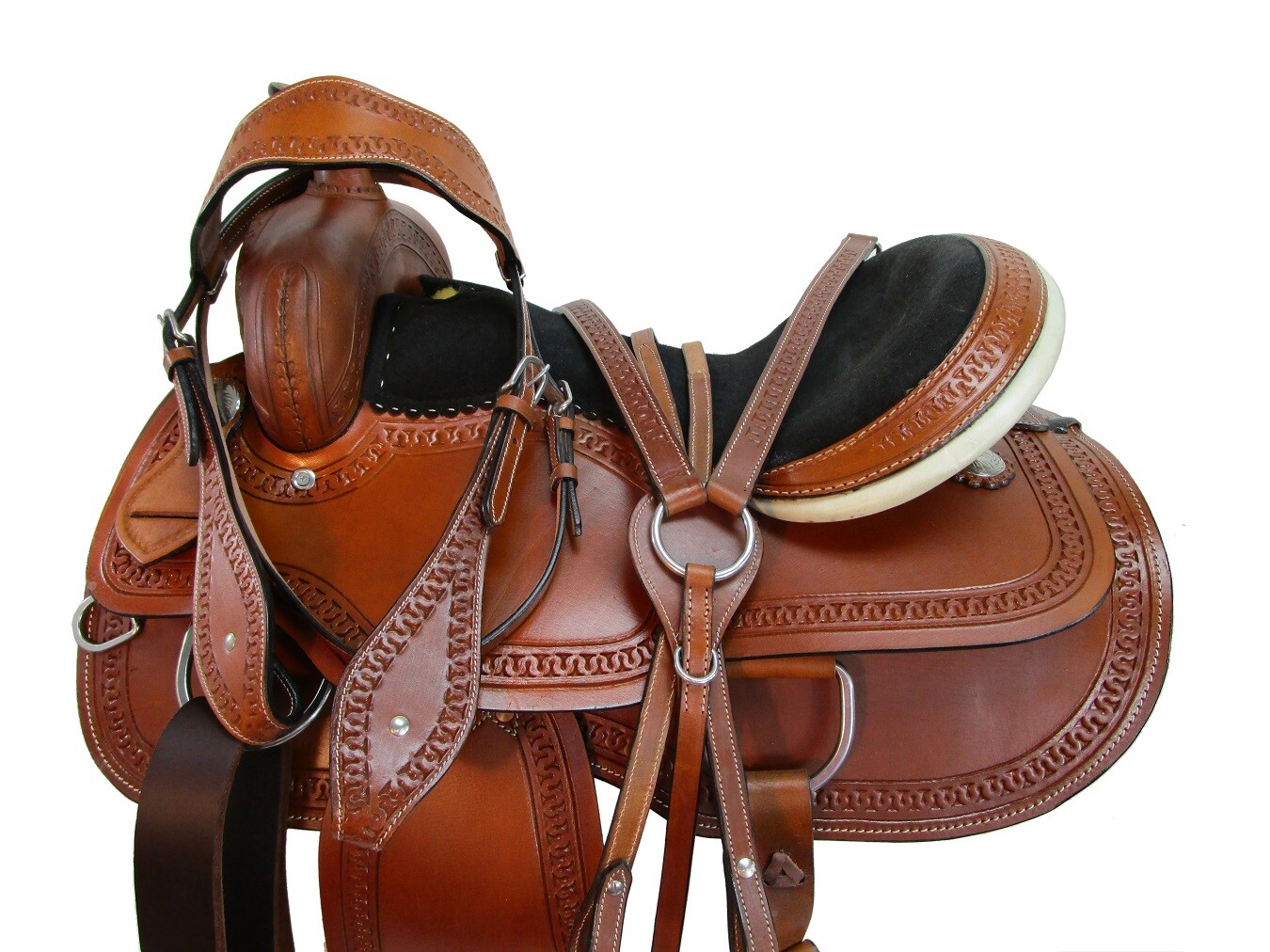 ARABIAN HORSE WESTERN SADDLE TRAIL PLEASURE LEATHER TACK SET 15 16 17 18