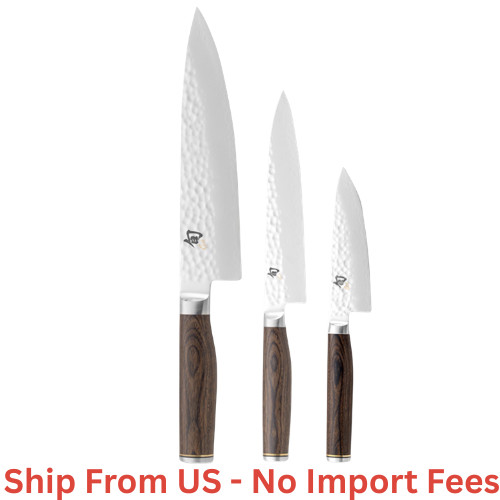 SALE (Authentic) Shun Premier Starter Knives, Set of 3, Walnut Color, 