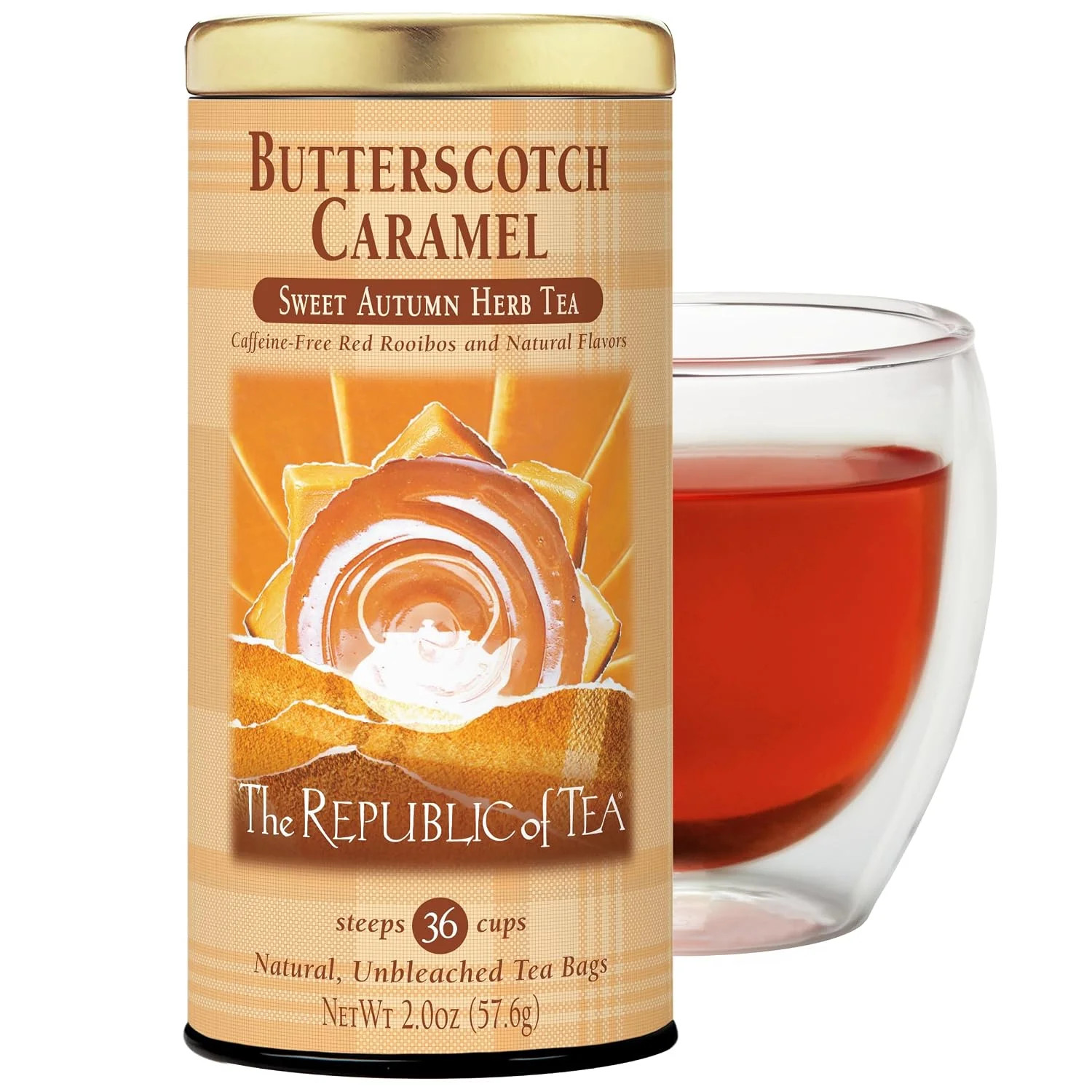 The Republic of Tea Butterscotch Caramel Herbal Tea, 36 Count