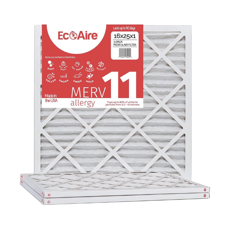 16x25x1 MERV 11 Pleated AC Furnace Air Filters. 6 Pack. Made in USA 16x25x1 MERV 11 Pleated AC Furnace Air Filters. 6 Pack. Made in USA