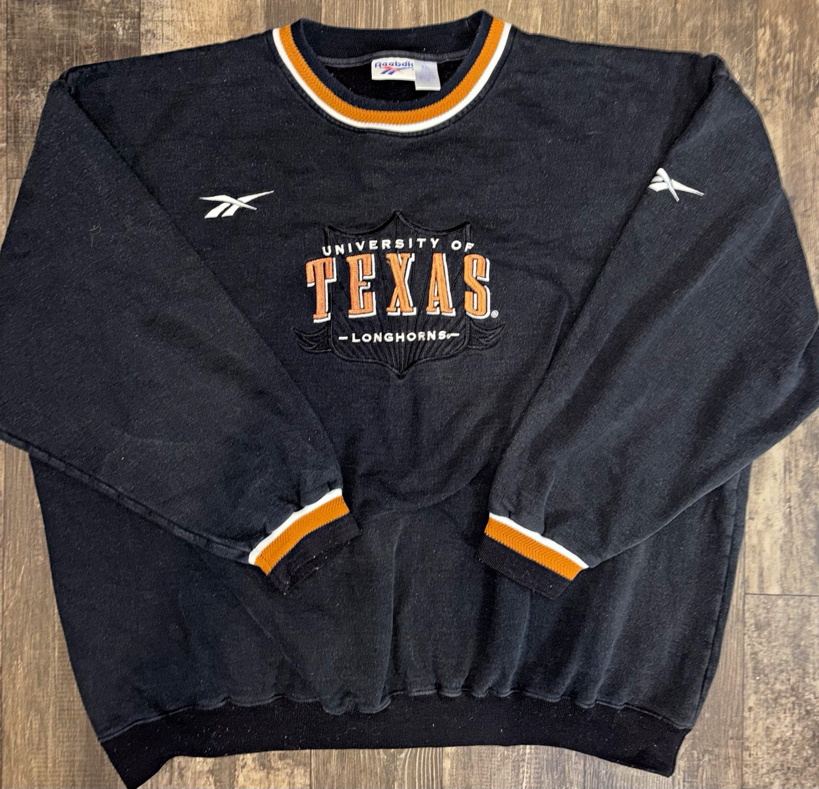 Vintage 90s Reebok Texas Longhorns Sweatshirt XXL Black Embroidered UT NCAA