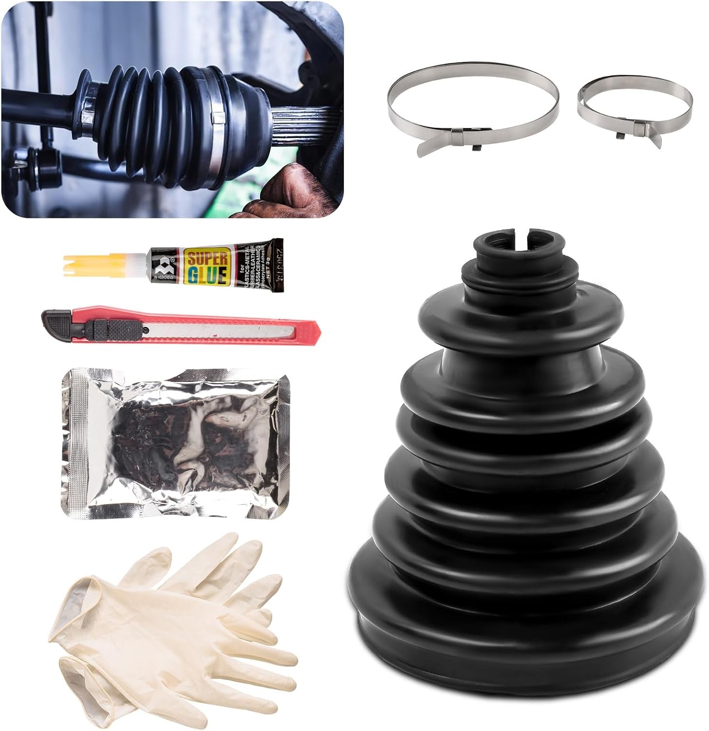 Heavy Duty Universal CV Axle Boot Repair Kit 22-28mm Shafts 5.04