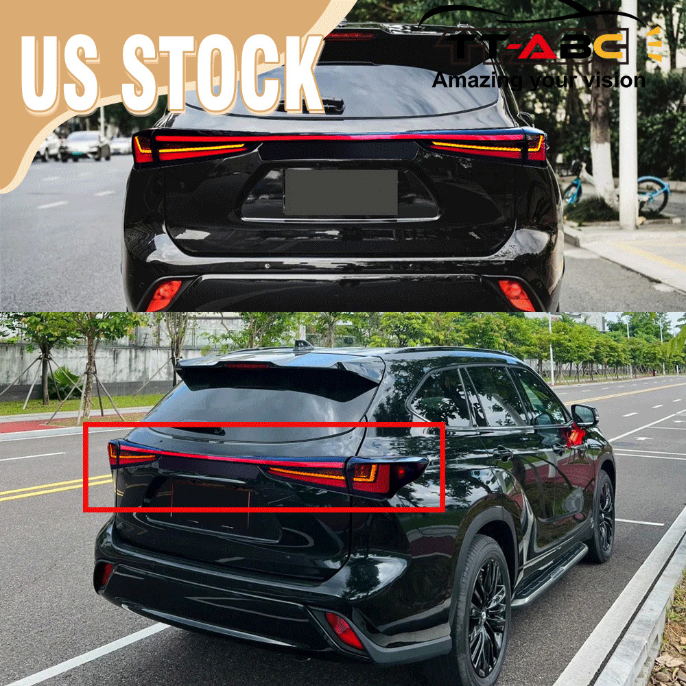 Pair LED Tail Lights Fit 2020-2024 Toyota Highlander Trunk Bar Brake Rear Lamps