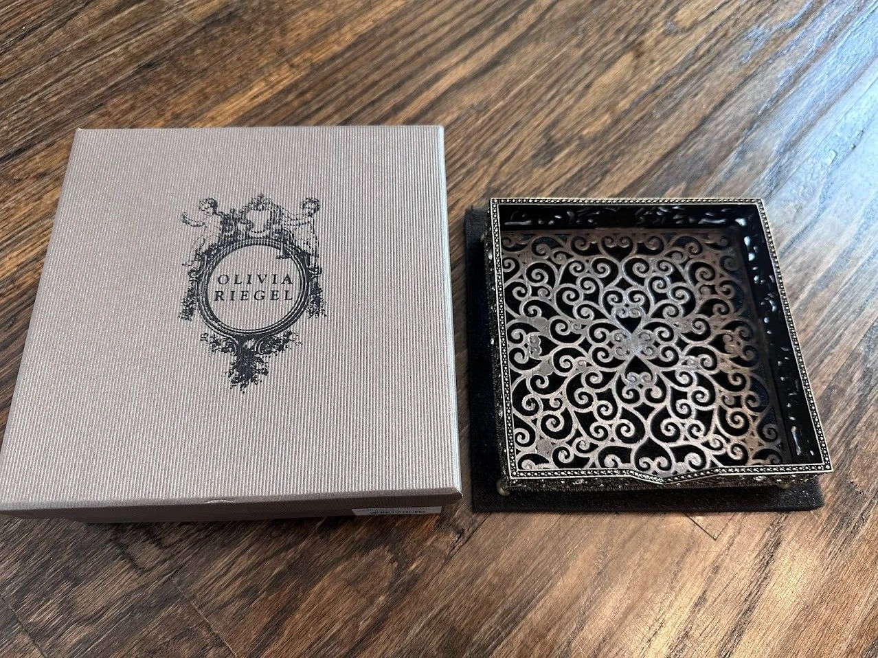 Olivia Riegel Bronze Windsor Cocktail Napkin Holder - Brand new w/ box