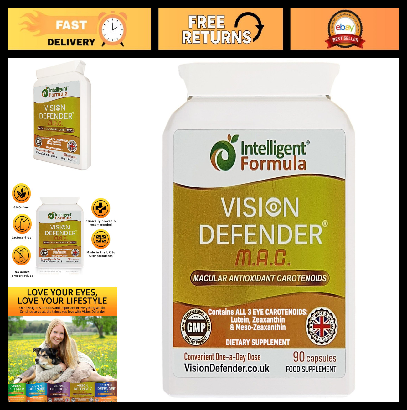 Triple Carotenoid Eye Supplement - 90 Capsules, 3-Month Supply for Vision Health