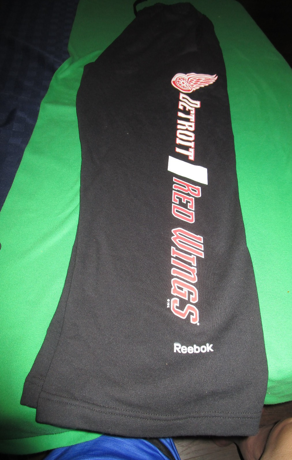 NEW REEBOK NHL DETROIT RED WINGS MENS 2 POCKET  OPEN BOTTOM SWEATPANTS BLACK XL