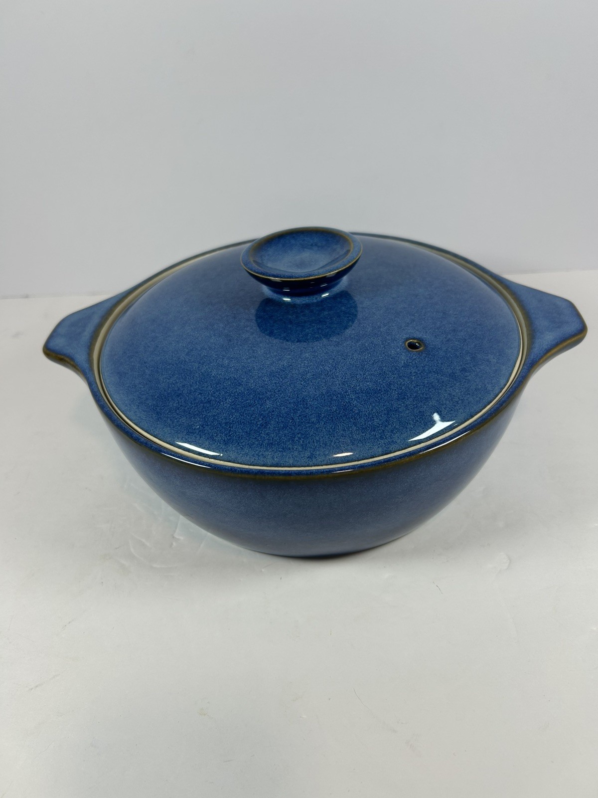 Vintage Denby Langley English Blue Covered Casserole Dish 1.75 Qt - PRISTINE
