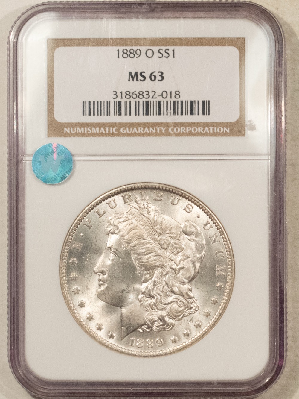 1889-O $1 MORGAN DOLLAR - NGC MS-63, WHITE & CHOICE SIGHT WHITE STICKER