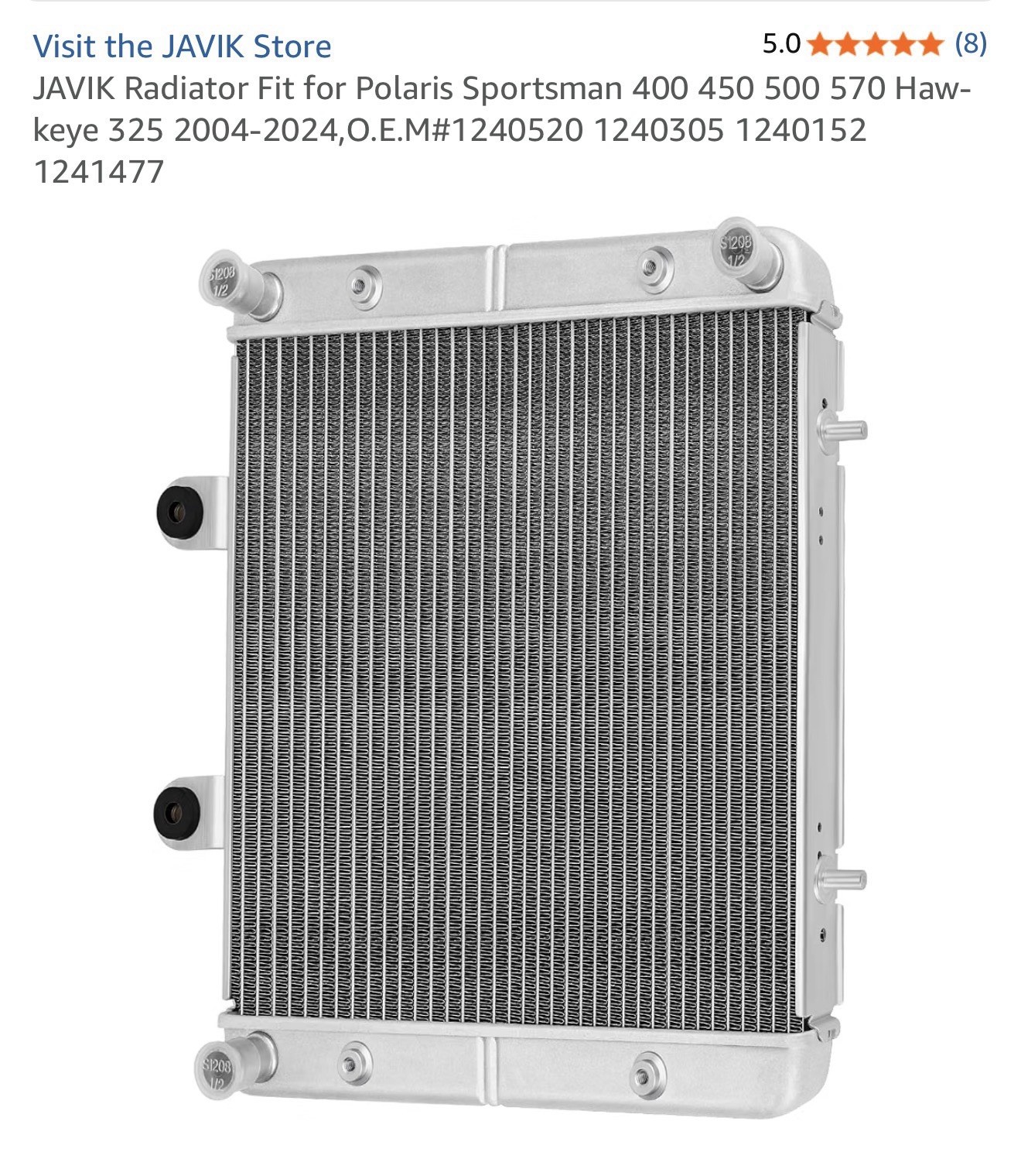 JAVIK Radiator Fit for Polaris Sportsman 400 450 500 570 Hawkeye 325 2004-2024 JAVIK Radiator Fit for Polaris Sportsman 400 450 500 570 Hawkeye 325 2004-2024