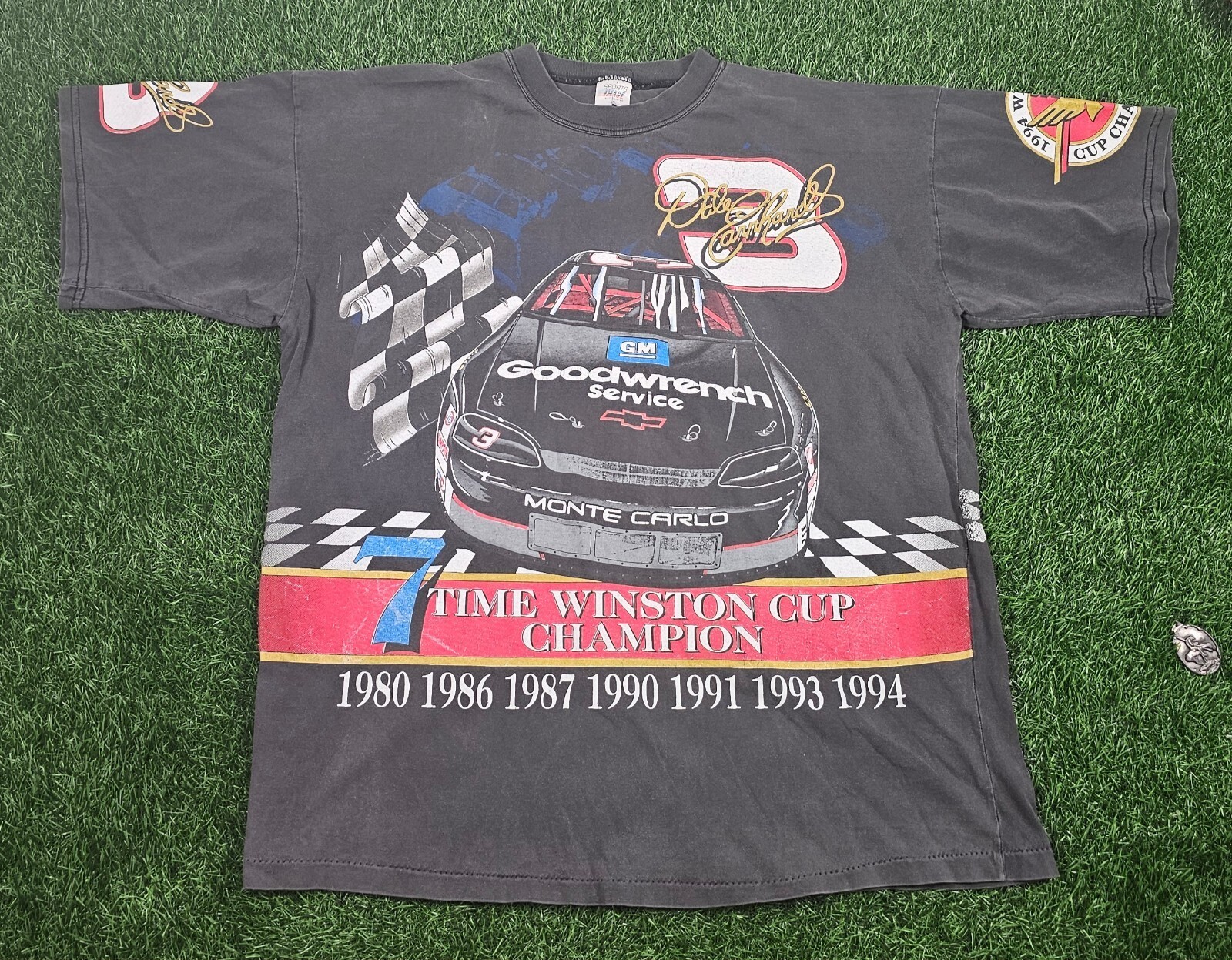 Faded Vintage AOP Nascar Dale Earnhardt Winston Cup Champion T-Shirt XL Faded Vintage AOP Nascar Dale Earnhardt Winston Cup Champion T-Shirt XL