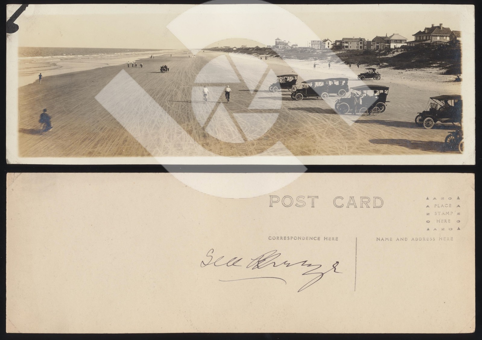 1920s RPPC Post Card Rare Panoramic Daytona Beach Florida Vintage Cars Bicycles 1920s RPPC Post Card Rare Panoramic Daytona Beach Florida Vintage Cars Bicycles