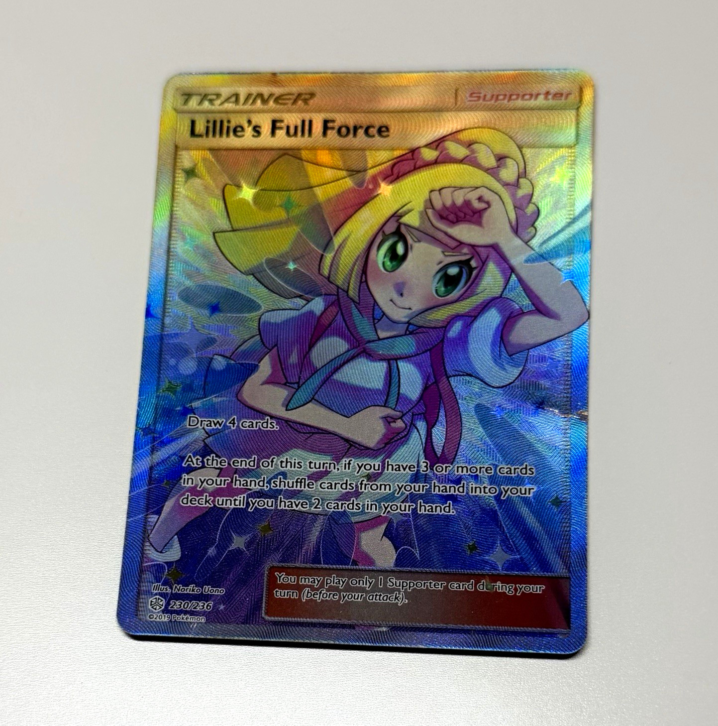 Lillie\'s Full Force 230/236 Cosmic Eclipse Full Art Holo UR - LITE USE - SEE PIX Lillie\'s Full Force 230/236 Cosmic Eclipse Full Art Holo UR - LITE USE - SEE PIX