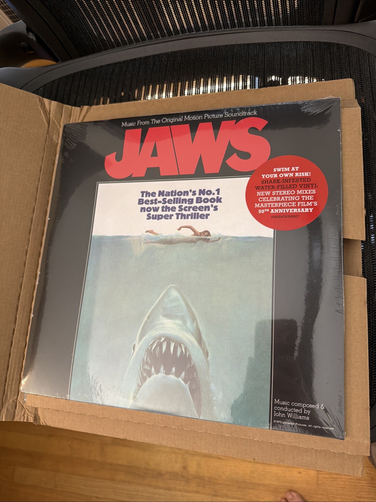 JAWS Soundtrack NEW WATER FILLED VINYL W/HYPE STICKER Numbered In Hand JAWS Soundtrack NEW WATER FILLED VINYL W/HYPE STICKER Numbered In Hand