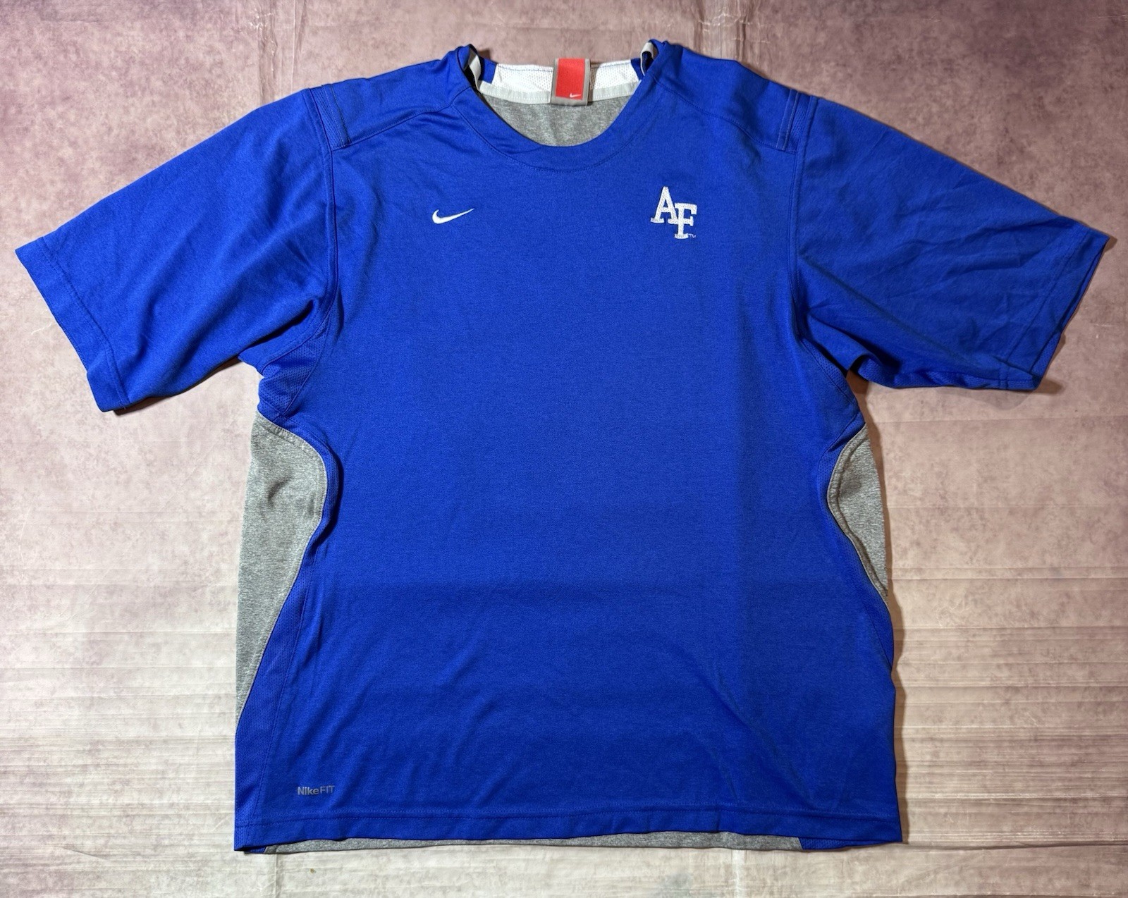 VIntage Nike Team Air Force Falcons Shirt Mens Large Blue Short Sleeve Dri-Fit