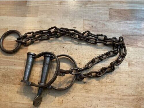 Handmade Old Iron Metal Handcuff Shackles Rustic Prison Guard Cast Iron Handmade Old Iron Metal Handcuff Shackles Rustic Prison Guard Cast Iron