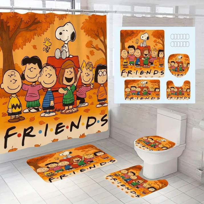 Peanuts Snoopy Friends Fall Autumn Shower Curtain or Bathroom Set BH2081