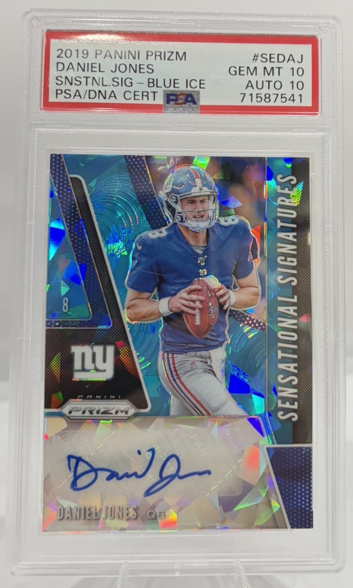 2019 PANINI PRIZM SENSATIONAL SIGNATURES BLUE ICE DANIEL JONES #/99 PSA 10 AUTO 2019 PANINI PRIZM SENSATIONAL SIGNATURES BLUE ICE DANIEL JONES #/99 PSA 10 AUTO