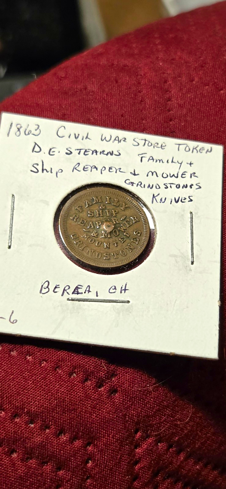 1863 Civil War Store Token D.E. Stearns, Berea, Ohio - Circulated 1863 Civil War Store Token D.E. Stearns, Berea, Ohio - Circulated