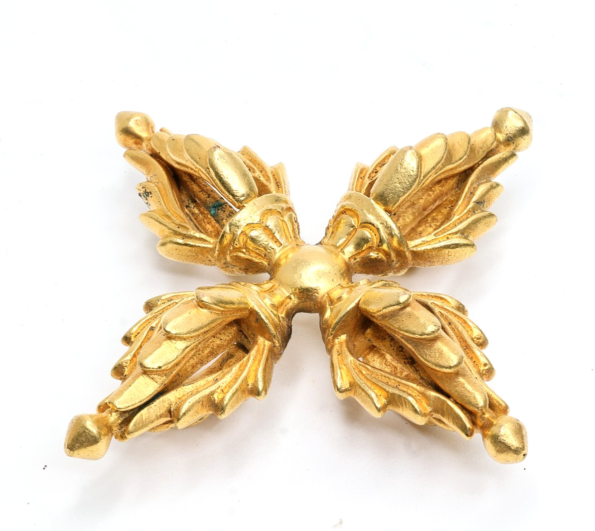 Antique 19th C Antique Nepalese Gilt Bronze Vishvavajra Double Dorje