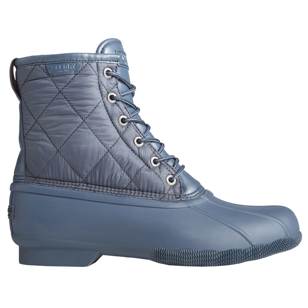 Sperry Saltwater Quilted Round Toe Duck Rain Mens Blue Casual Boots STS23703 Sperry Saltwater Quilted Round Toe Duck Rain Mens Blue Casual Boots STS23703