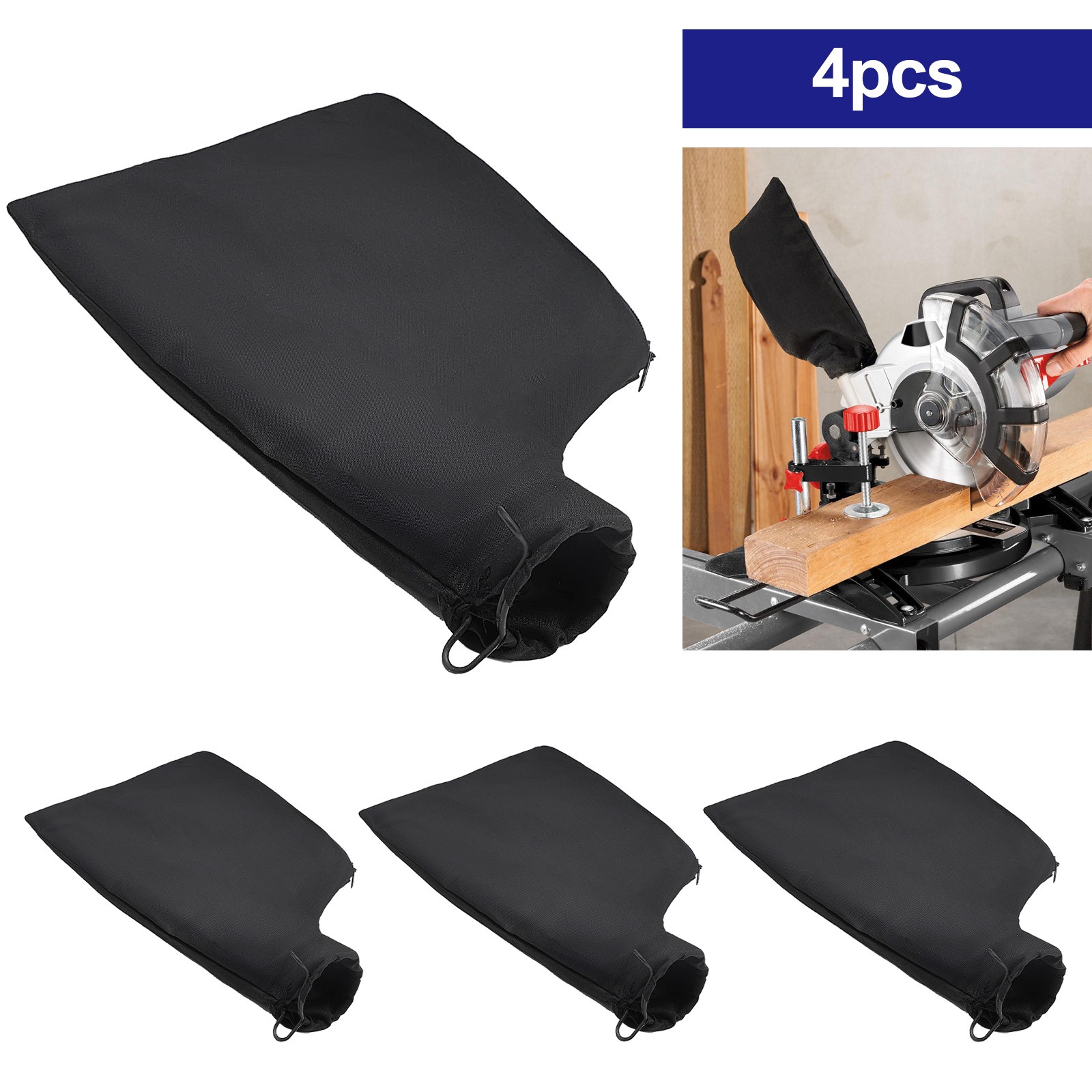 4PCS Universal Miter Saw Dust Collection Bag w/ Zipper Adjustable Stand Woodwork