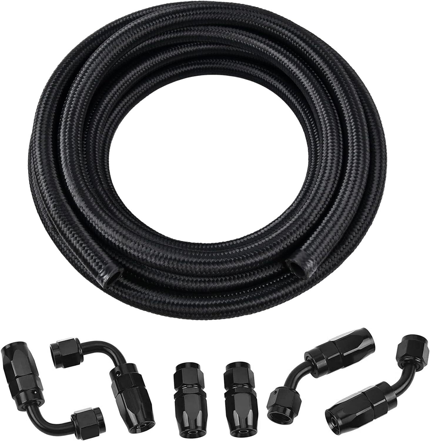 Manguera de combustible de nailon trenzado AN6 CPE de 10 pies color negro US NEW