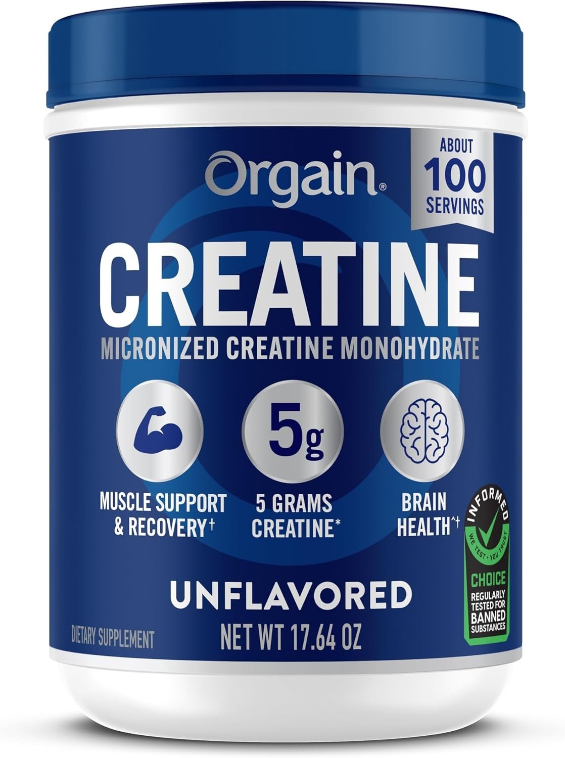 Orgain Creatine Monohydrate Powder Micronized Unflavored 100 Servings 17.64oz