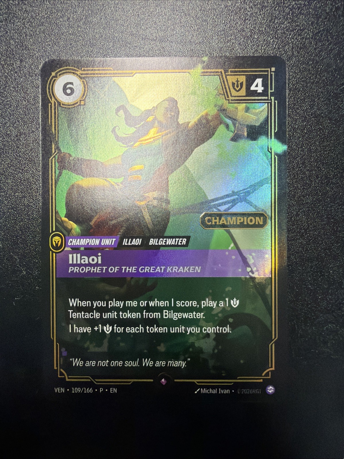 Riftbound Skirmish Illaoi Prophet of The Great Kraken Champion Promo 109/166 NM Riftbound Skirmish Illaoi Prophet of The Great Kraken Champion Promo 109/166 NM